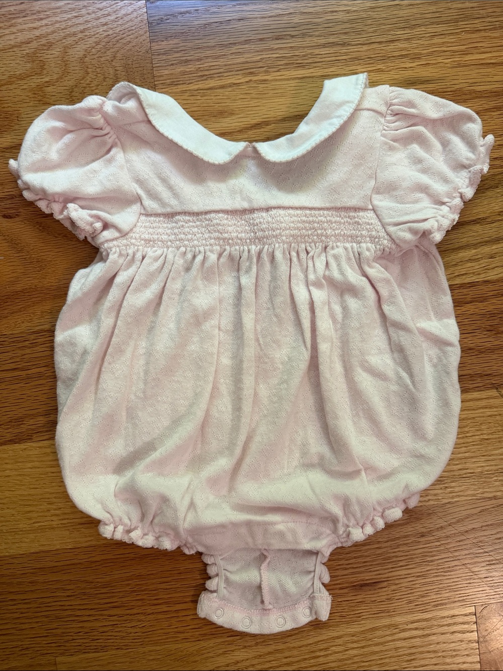Janie and Jack Pale Pink Smocked Bubble One-Piece
